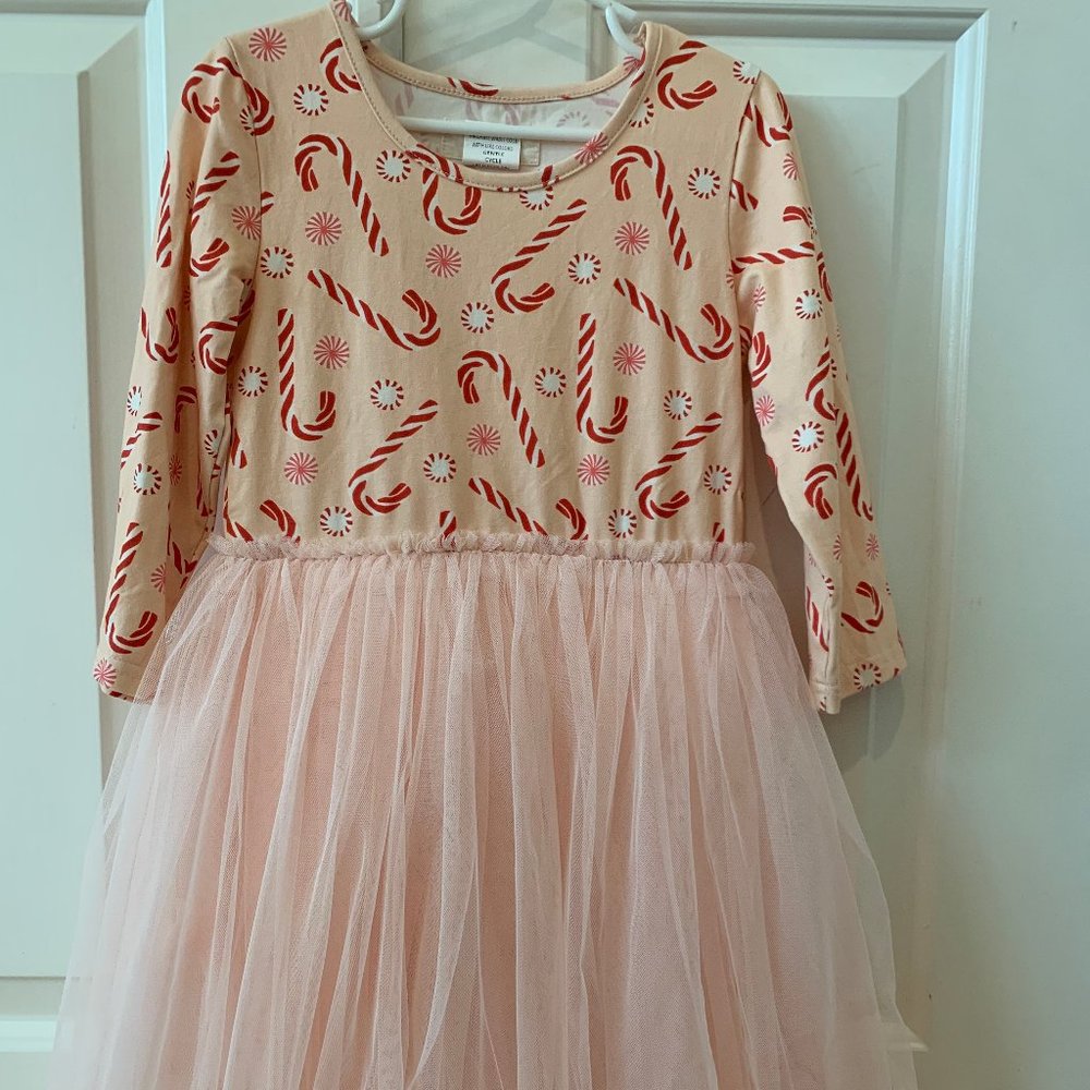 Candy Cane pink tutu dress with 3/4 sleeves - Taylor Joelle size 7